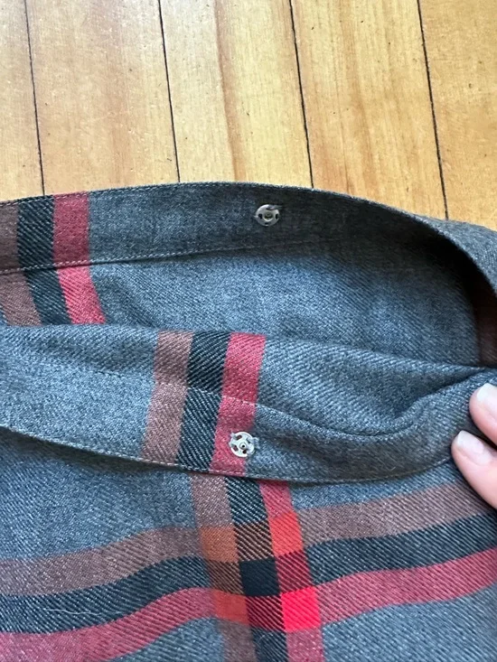 Vintage 100% Wool Gray Plaid Pleated Skirt with Red Accents - Picture 2 of 5